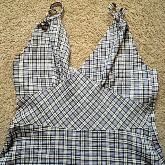 Spaghetti Strap Junior Purple Plaid 90’s Dress - Picture 2 of 5